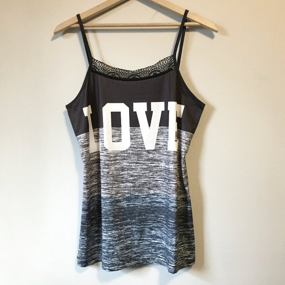 Retro 90s Varsity 'Love' Lace Collar Tank Top Small